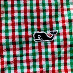 Boys Vineyard Vines Red Green  dress shirt 16 L